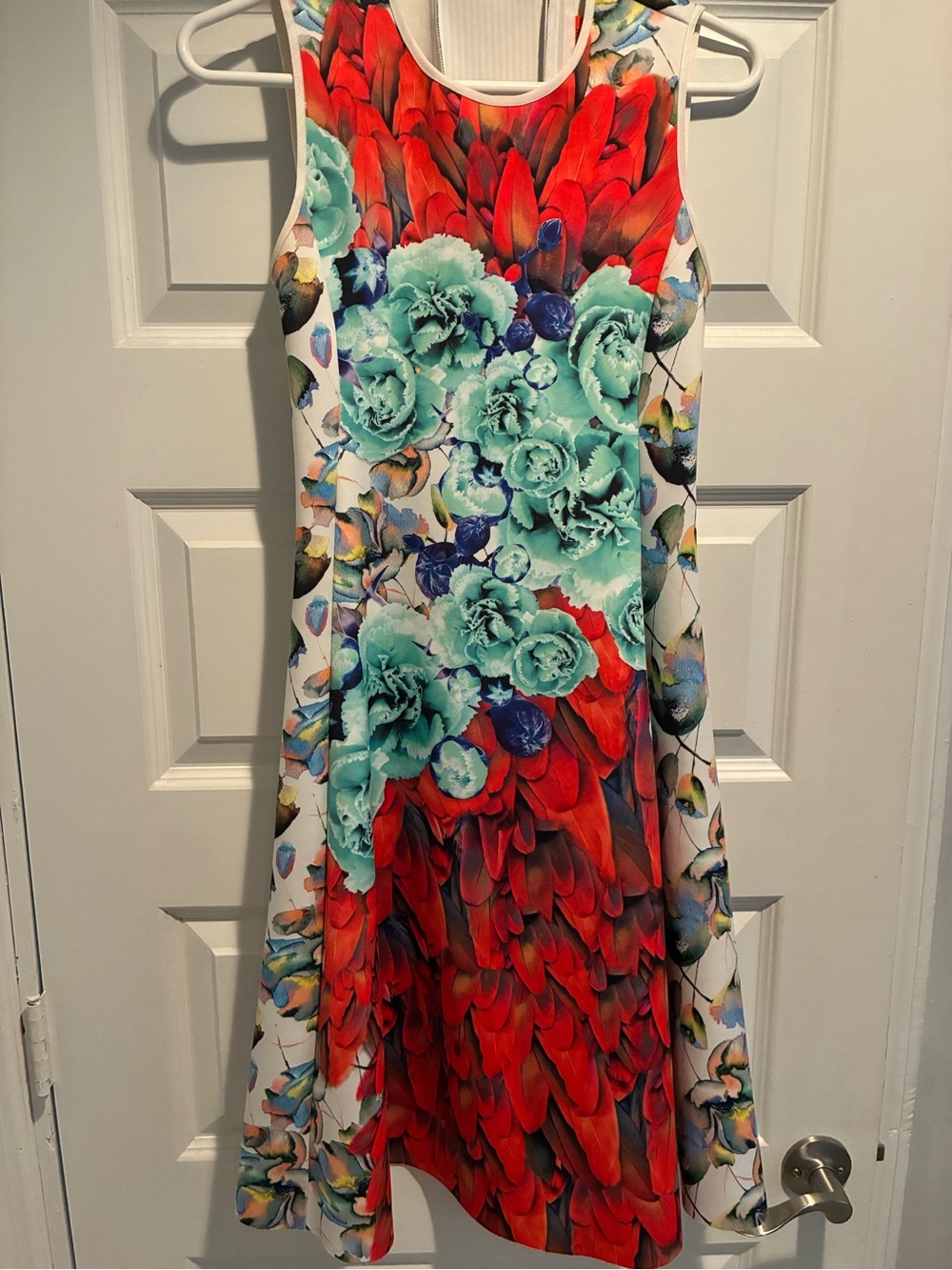 Clover Canyon Red & Teal Floral Scoop-Neck Dress